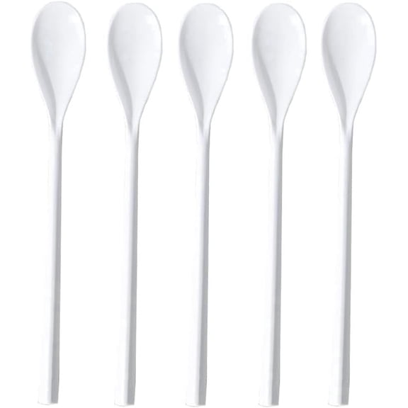 10 Pack Plastic Mixing Spoons, 10 Inch Long Handle Heavy Duty Serving Spoons Set, BPA Free Reusable Kitchen Cooking Spoons for Buffet Catering Party Salad Soup
