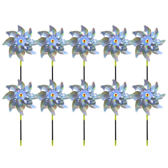 10 Pack Plastic Reflective Pinwheel Spinner Toy with Pointed Blades,Outdoor Garden Yard Decoration Rainbow Windmill Party Favor Birthday Gift 8 Blades 22 Inch