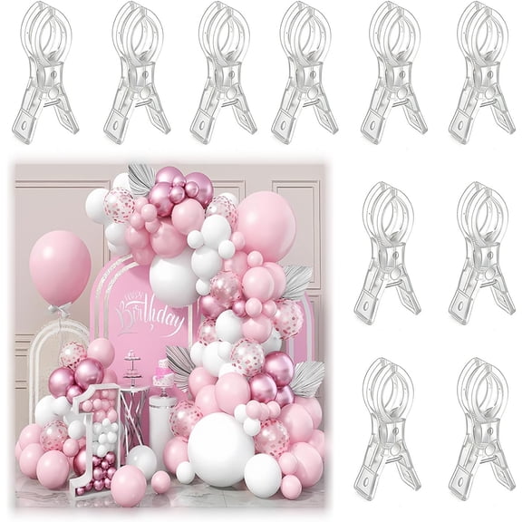 10 Pack Plastic Transparent Balloon Arch Clips for Backdrop | 3.5 Inch Heavy-Duty Spring Clamps for Birthday Decoration Accessories Beach Towels Crafts Swimming Pool Photography Studios