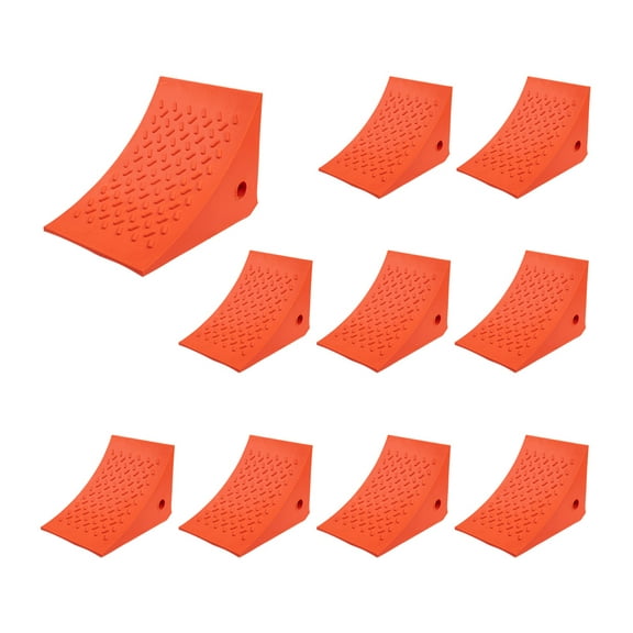 10 Pack Polyurethane Small Wheel Chock W/Mounting Holes for RVs, Semi Trucks & Trailers - 40 Ton Load Capacity Heavy Duty Wheel Chocks for  32-1/8"Tire Compatibility (11"x8x8")