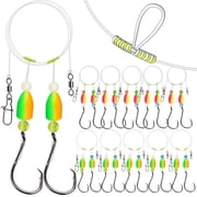 Pre-Rigged Pompano Rig Surf Fishing Leader with Bullet Floats 2/0 Circle Hooks Saltwater 10PCS