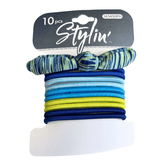 10 Pack Ponyholders, Clasp Free, Durable, Comfortable Hold for All Hair Types, Vibrant, No Snagging, Slipping, Perfect for Daily Styling, Sports, Casual Wear, Long Lasting, Blue, Green