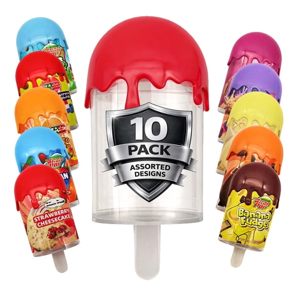 10 Pack Popsicle-Style Containers  Assorted Graphic Designs