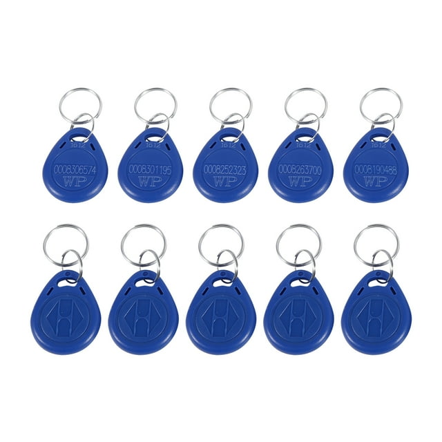 10-Pack Portable Blue Key Fobs with 125KHz Access Control Card, ABS Material