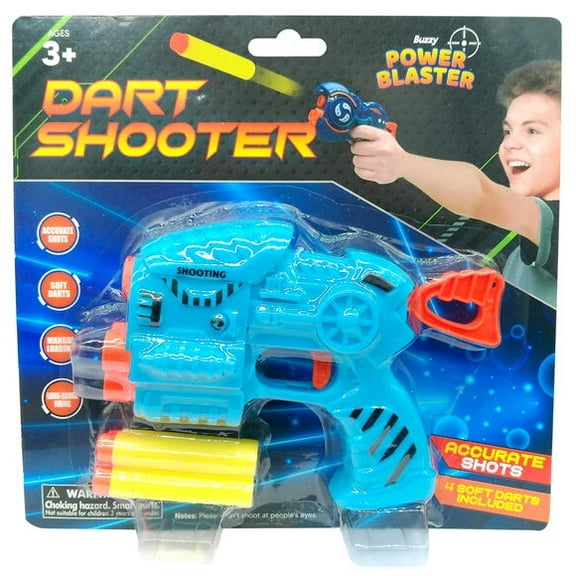 10 Pack Power Blaster Dart Shooter, Irresistible Fun for All Ages, Accurate Shots, Long Range Firing, 4 Soft Manually Loaded Darts and Assorted Colors for Endless Excitement, Bulk, Light Blue
