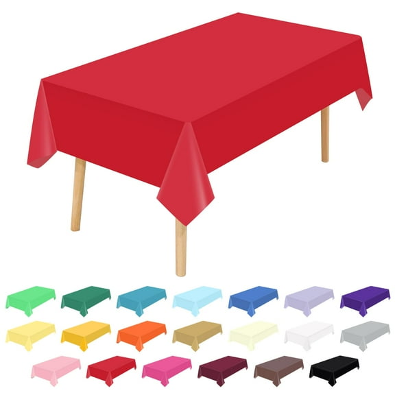 10 Pack Premium Disposable Plastic Tablecloth 54" X 108" Rectangle Table Cover for Birthdays Weddings Christmas Anniversary Buffet Table,Red