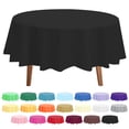 thumbnail image 1 of 10 Pack Premium Disposable Plastic Tablecloth 84" Round Table Cover for Birthdays Weddings Christmas Anniversary Buffet Table,Black, 1 of 5