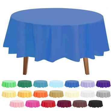 10 Pack Premium Disposable Plastic Tablecloth 84" Round Table Cover for Birthdays Weddings Christmas Anniversary Buffet Table,Blue