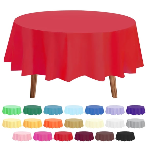 CXPSINC Waterproof 84" x 84" Red Plastic Tablecloths