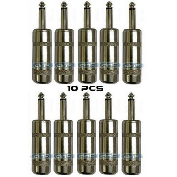 10 Pack Premium Male 1/4" Audio cord Plug Connector Mono 6.3mm for Guitar or Speaker Cable