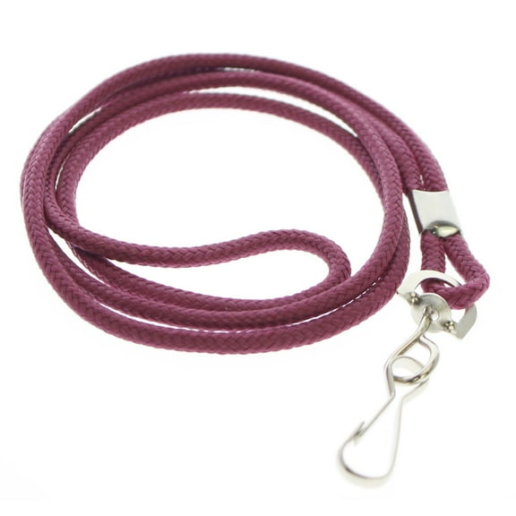 10 Pack - Premium Round ID Badge Neck Lanyards for Card Holders and Name Tags - 36 in Non-Breakaway Heavy Duty Cord & Secure Metal Swivel J Hook Clip by Specialist ID (Maroon)