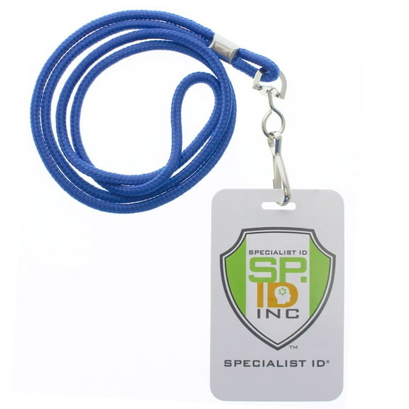 10 Pack - Premium Round ID Badge Neck Lanyards for Card Holders and Name Tags - 36 in Non-Breakaway Heavy Duty Cord & Secure Metal Swivel J Hook Clip by Specialist ID (Royal Blue)