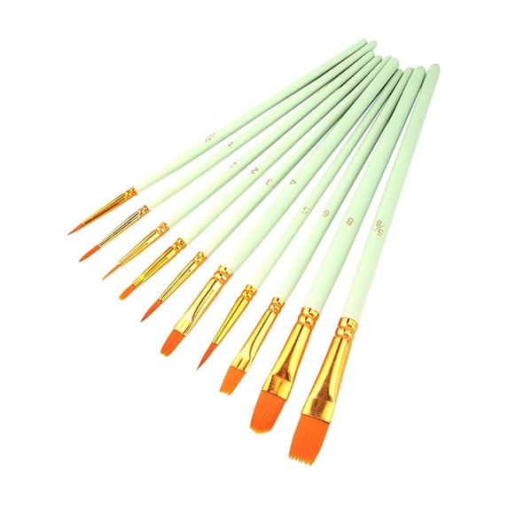 10 Pack Professional Multi-Size Paint Brushes Set, Synthetic Nylon Art Brushes With Wooden Handles For Watercolor Acrylic Oil Miniature DIY Craft Painting