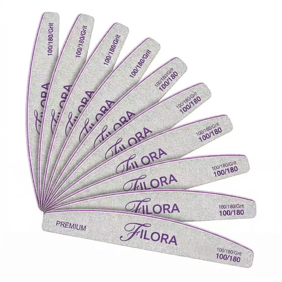 10 Pack Professional Nail Files, Double Sided Emery Boards 100/180 Grit, Reusable Nail File Set for Manicure & Pedicure, Home and Salon Use