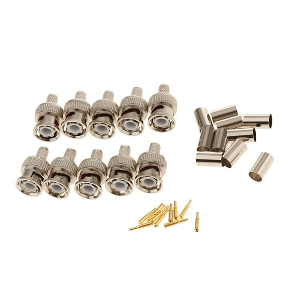 10-Pack Professional RG59 bnc On Connectors for Coaxial Cables