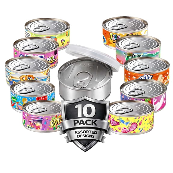 10 Pack Pull-Top Can-Style Containers  Assorted Designs