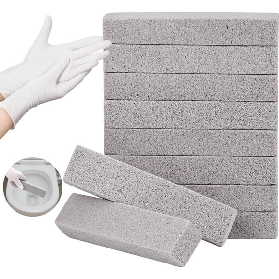 10 Pack Pumice Stone for Toilet Bowl Cleaning, Powerfully Pumice Stick for Cleaning Hard Water Rings, Calcium Buildup, Rust, Pumice Bar for Toilets, Bathtubs, Grills, Swimming Pools, Sinks