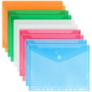 10 Pack Punched Pockets A4 Plastic Folders Wallets Ring Binder Files Popper Wallets for Home, Office and School