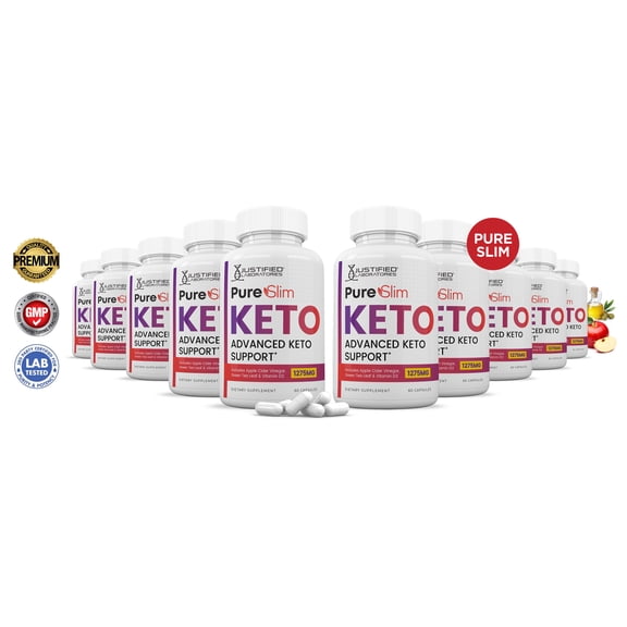 (10 Pack) Pure Slim Keto ACV Pills 1275mg Alternative to Gummies Dietary Supplement 600 Capsules