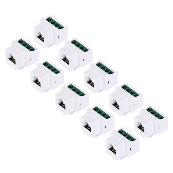10 Pack RJ11 Cat 3 Telephone Jacks, Cat3 Coupler Jack with Screw Terminal to RJ11 6P4C Female, White