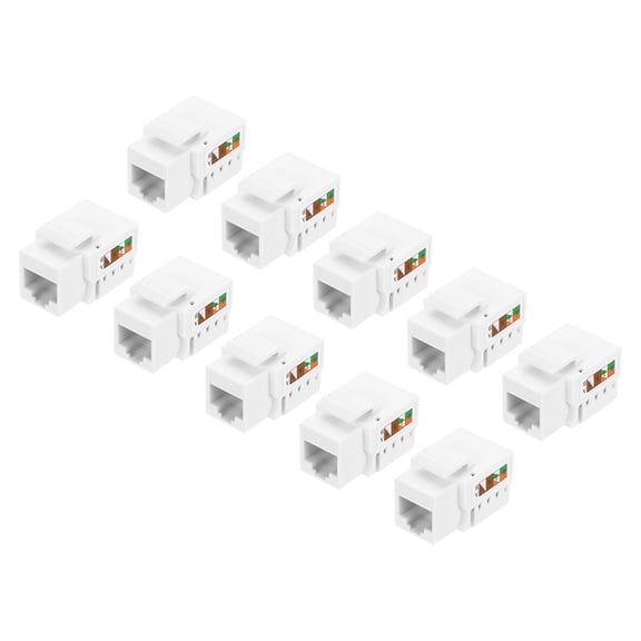 10 Pack RJ45 Cat 6 Ethernet Jack, Cat6 Coupler Connector Adapter Network Insert for Cat6 Cable, White
