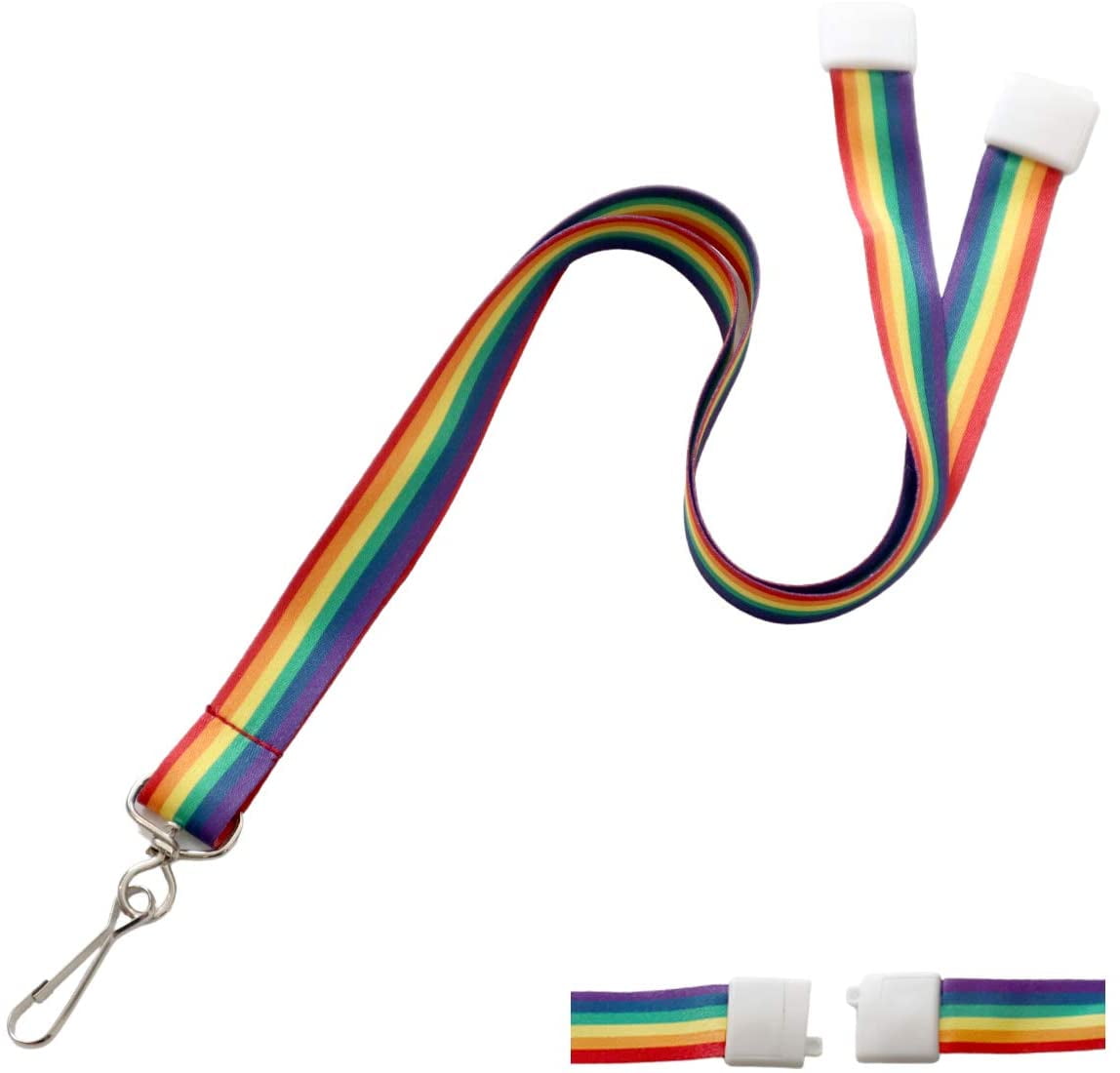 10 Pack - Rainbow Lanyard with Breakaway for Badge Holder and Keys - Cute Neck Strap Keychain with Swivel J Hook for Name Tag, I’d Cards and More by Specialist ID