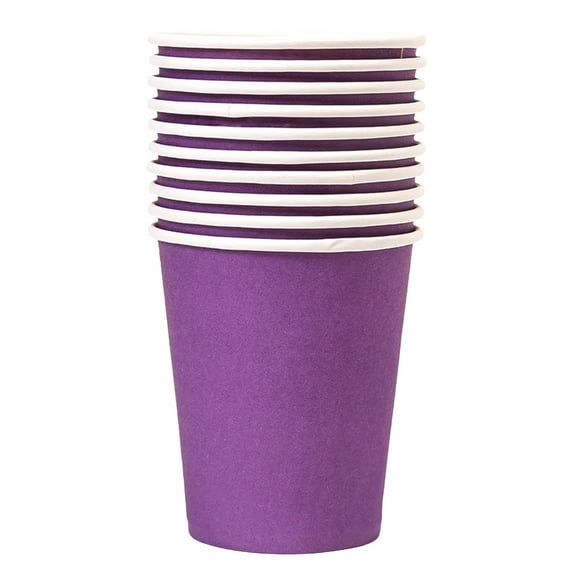 10 Pack Rainbow Paper Cups, 9Oz Colored Party Cups Rainbow Paper Cups Bulk, Disposable Drinking Cups For Birthday Holiday Party Supplies Back To School Decorations,Purple