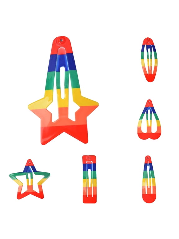10 Pack Rainbow Snap Hair Clips for Girls Toddler Kids Small Barrettes Metal 5 Shapes Heart Star Hair Pins Cute Accessories Birthday Back To School Gifts