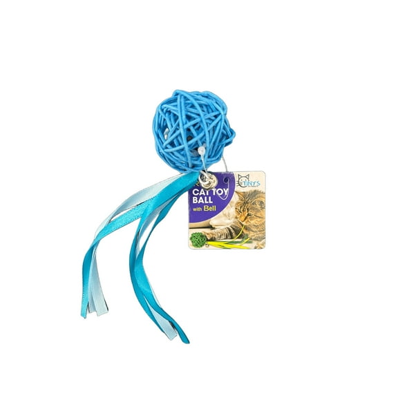 10 Pack Rattan Ball Cat Toy, Pet Friendly, Safe and Fun for Your Cat, Encouraging Pouncing, Batting and Chasing with Unique Texture for Mental Stimulation and Physical Exercise, Bulk, Blue