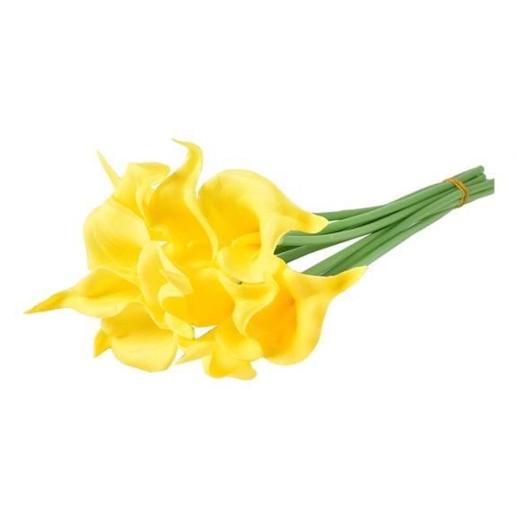 10-Pack Realistic Artificial Calla Lilies, Black Silk Flowers for Home Wedding Centerpieces, Elegant Fake Floral Arrangements with Flexible Stems, Artificial Flowers Yellow1
