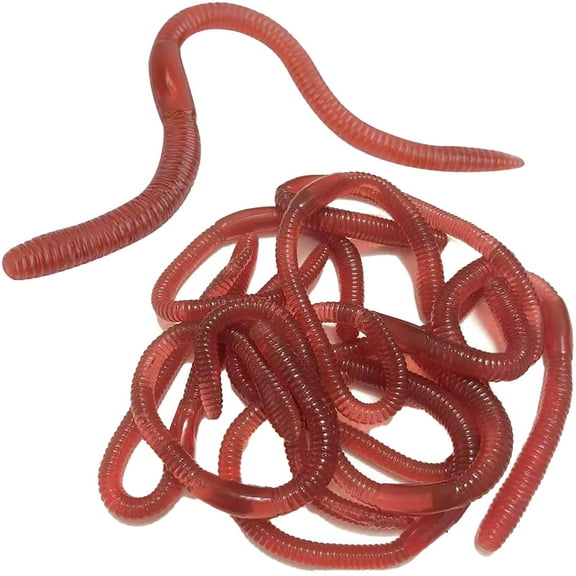 10-Pack Realistic Stretchy Rubber Earthworms, Soft Wriggling Prank Toys & Novelty Party Favors