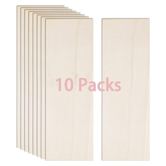 10 Pack Rectangle Wooden Boards for Wood Burning, Unfinished Wood Planks, Rectangle Wood Pieces for Crafts, Panels for Painting, Art, DIY Projects