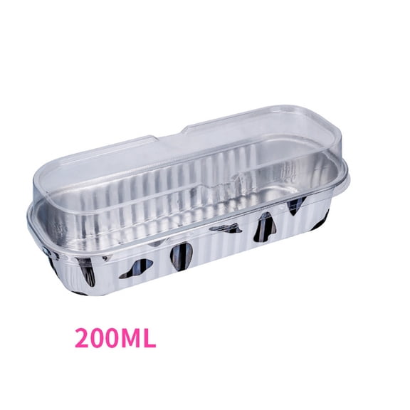 10-Pack Rectangular Aluminum Foil Bread Trays with Lids, Stackable Baking Pans for Cupcakes, Caramel Pudding, Cheesecake, Oven Safe(Black)