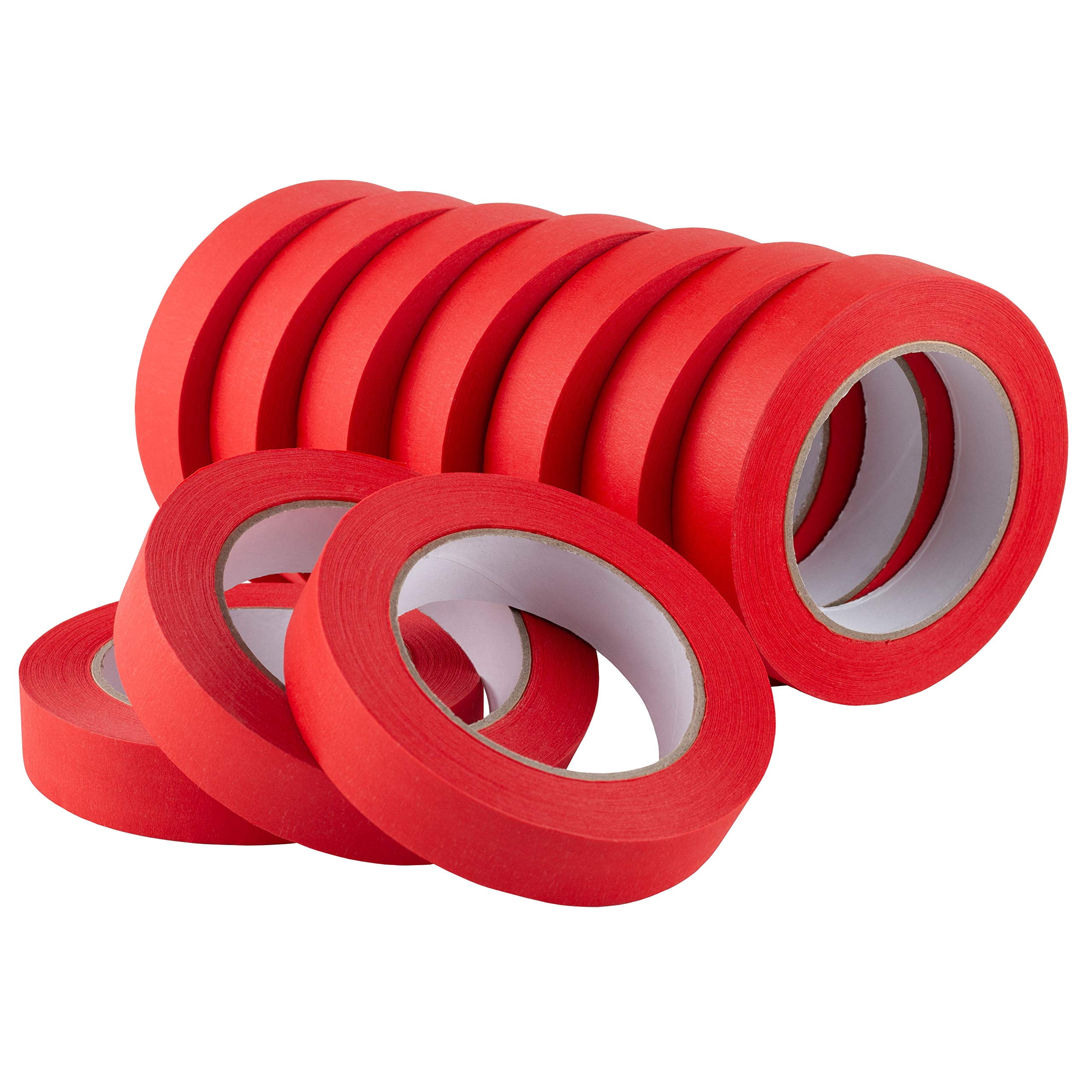 10 Pack Red Painters Tape 1 Inch  Medium Adhesive Masking Bulk Multi 1 X 55 Yards 10 Rolls (550 Total Yards)