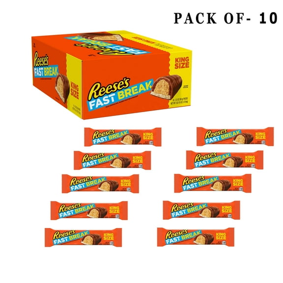 10 Pack Reese's Fast Break King Size Snack Bar | 3.5 Oz Per Bar | Buy From GOLDENROW
