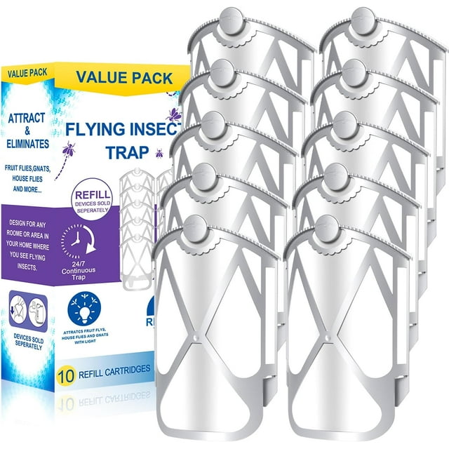 10 Pack Refill Cartridge Kit Compatible with ZEVOPlug-in Light M364 and Max, Flying Insect Refills Replacement Fully Fit Insects Replacement Kit for Indoor Light Trap