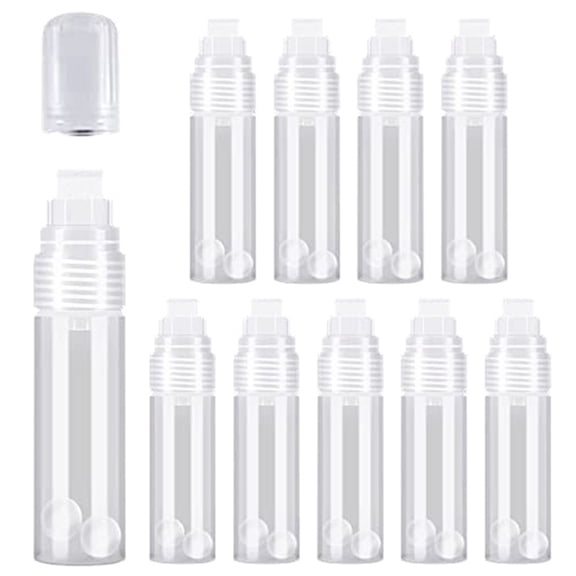 10 Pack Refillable Acrylic Paint Markers 15mm Empty Clear White Marker Pens for Rock Painting Wood