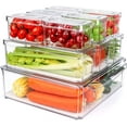 thumbnail image 1 of 10 Pack Refrigerator Pantry Organizer Bins, Stackable Fridge Organizer Bins with Lids, Clear Plastic Food Storage Bins for Kitchen, Countertops, Cabinets, Fridge, Drinks, Fruits, Vegetable, Cereals, 1 of 7
