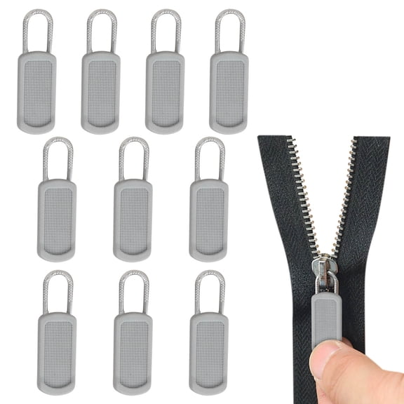 10-Pack Removable Zipper Pull Replacement - Rubber and Metal Zip Repair Kit for Suitcases, Jackets, Boots, Backpacks