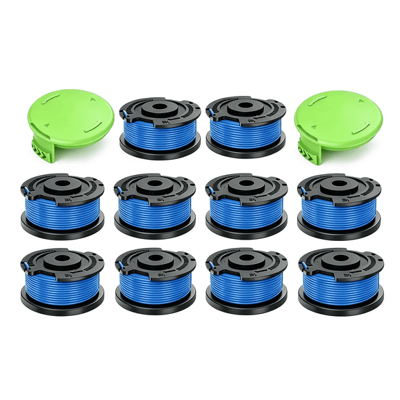 10 Pack Replacement Trimmer Spools String Trimmer Line 0.065'' 16FT Compatible with Greenworks 29252&25092 (10 Spools 2 Cap)