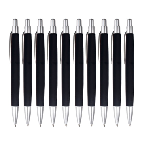 10-Pack Retractable Ballpoint Pens with Smooth Writing and 1ml Ink Capacity - Black