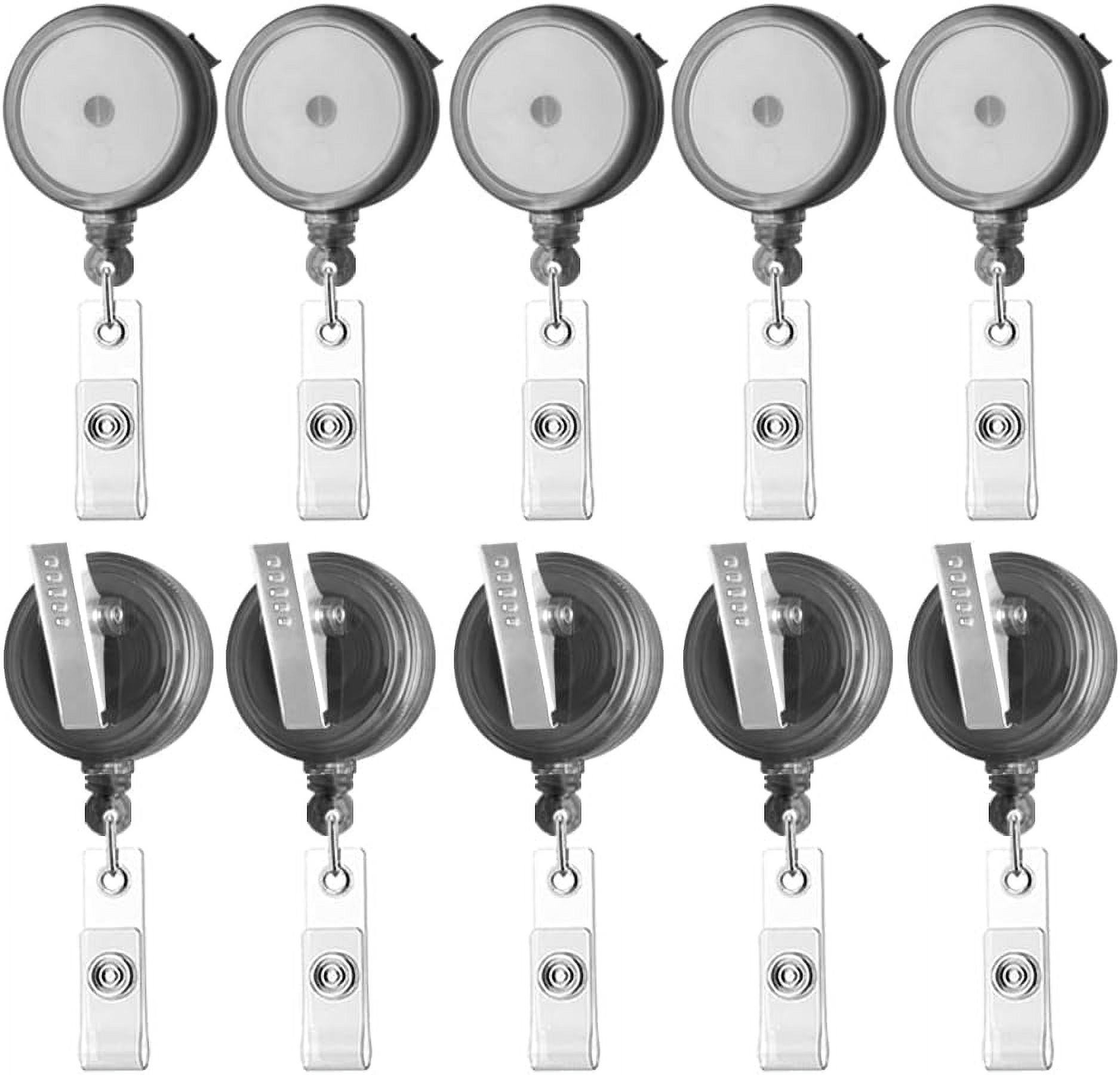  10 Pack Retractable ID Name Badge Holder Reels Bulk Premium Black