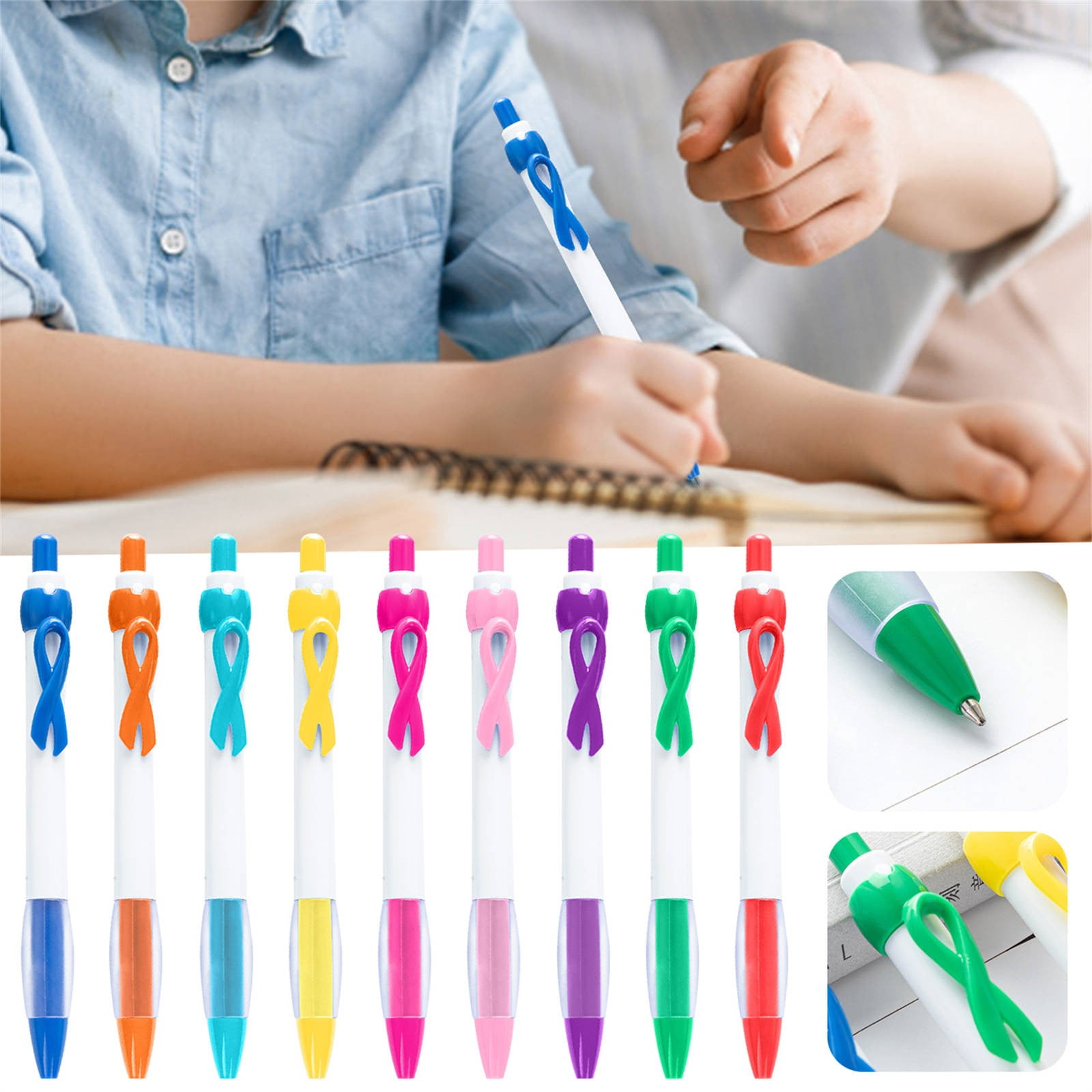 10 Pack Retractable Ribbon Gel Pens Breast Cancer Awareness Themed Gift ...