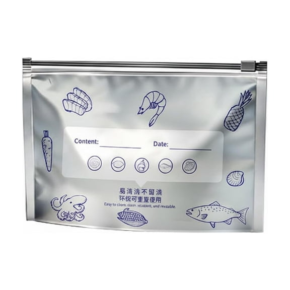 10-Pack Reusable Aluminum Foil Storage Bags with Zipper, Assorted Sizes for Freezer & Fridge Organization