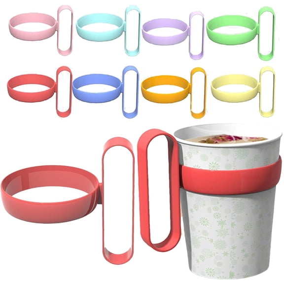 10 Pack Reusable Anti-Scalding Cup Holder, Portable PP Paper Cup Handle for Hot Coffee Tea, Universal Grip for Disposable Cups, Easy to Use, Assorted Colors(wwx)