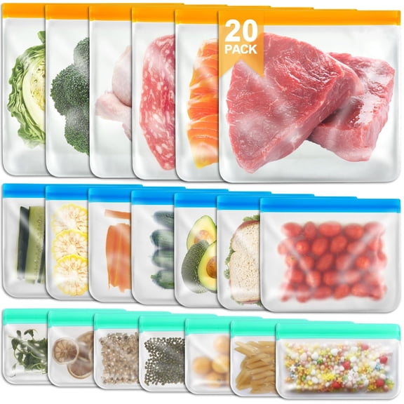 10 Pack Reusable Food Storage Silicone Bags, 3 Large Food Storage Bags Gallon Freezer Bags 4 Reusable Sandwich Bags 3 Snack Bags, Lunch Home Kitchen Fridge Organization Meal Prep Containers