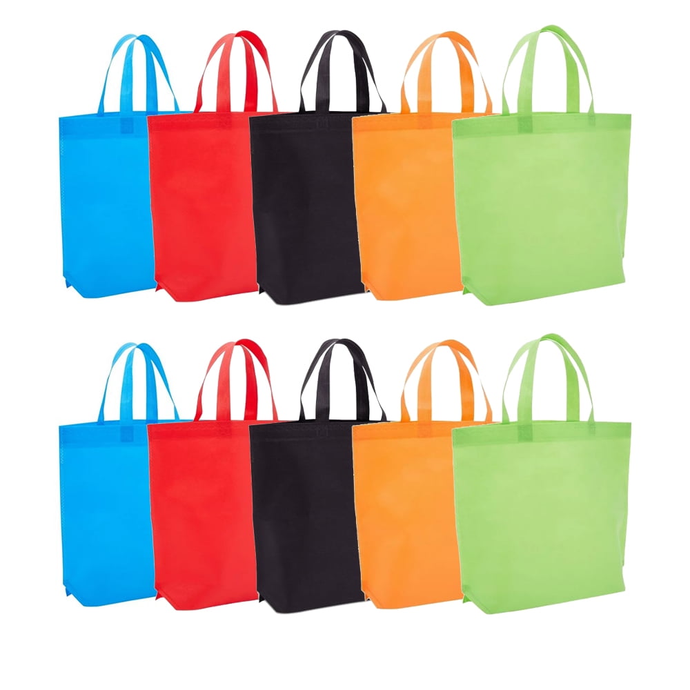 10 Pack Reusable Grocery Bags, Non-woven Fabric Tote Favor Bag Set, 5 ...
