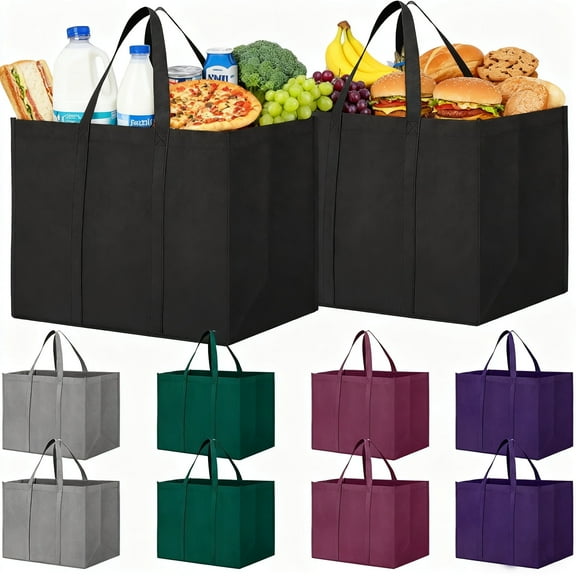 10 Pack Reusable Grocery Bags, Foldable Heavy Duty Shopping Bags, Large Storage Reusable Non-Woven Fabric Tote Bag with Handles, 5 Colors