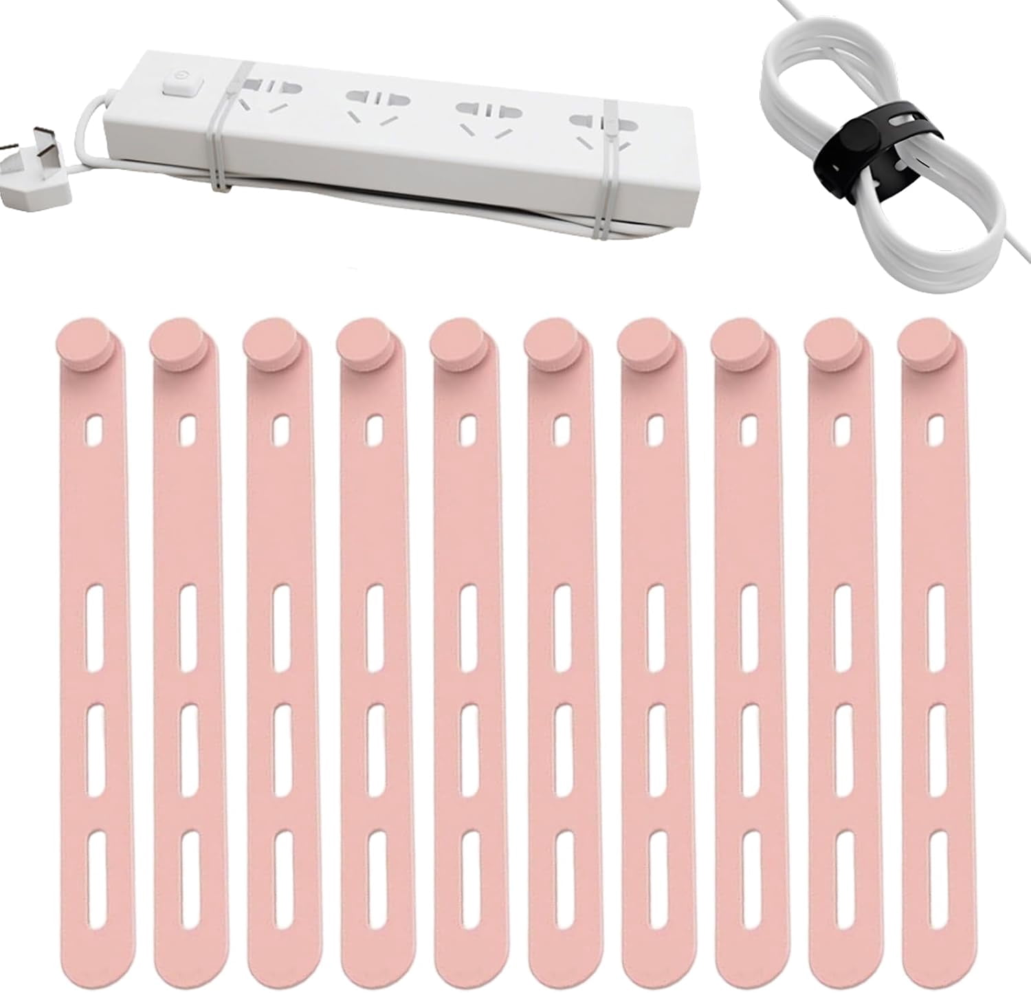10 Pack Reusable Silicone Cable Ties - Adjustable Cord Organizer for ...