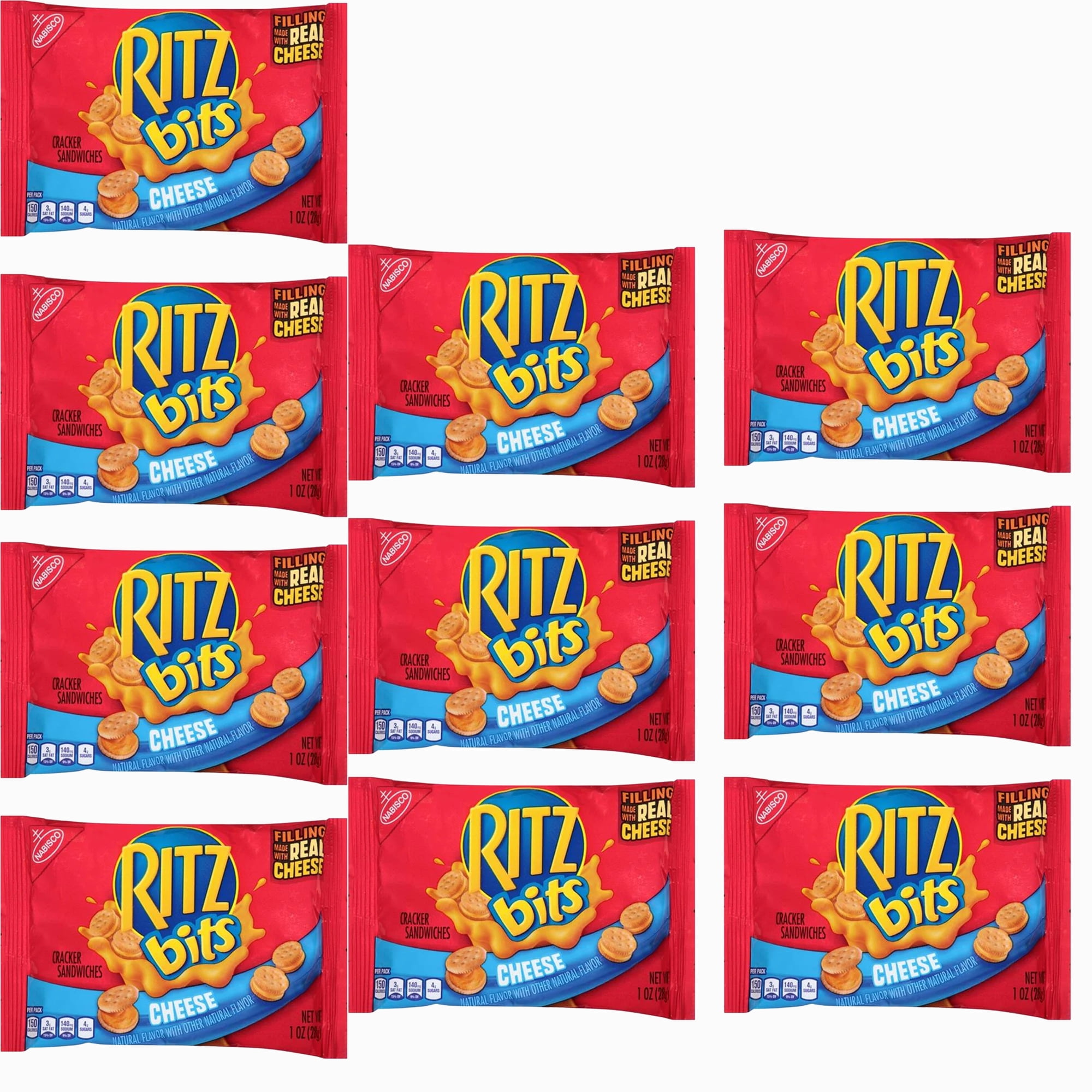 10 Pack Ritz Bits Cheese Sandwich Crackers Small bites, big flavor